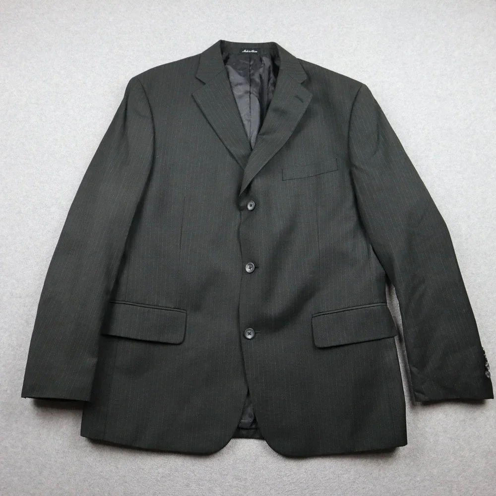 Apt. 9 Suit Jacket Mens XL 44 Charcoal Grey Pinstripe 3-Button Blazer